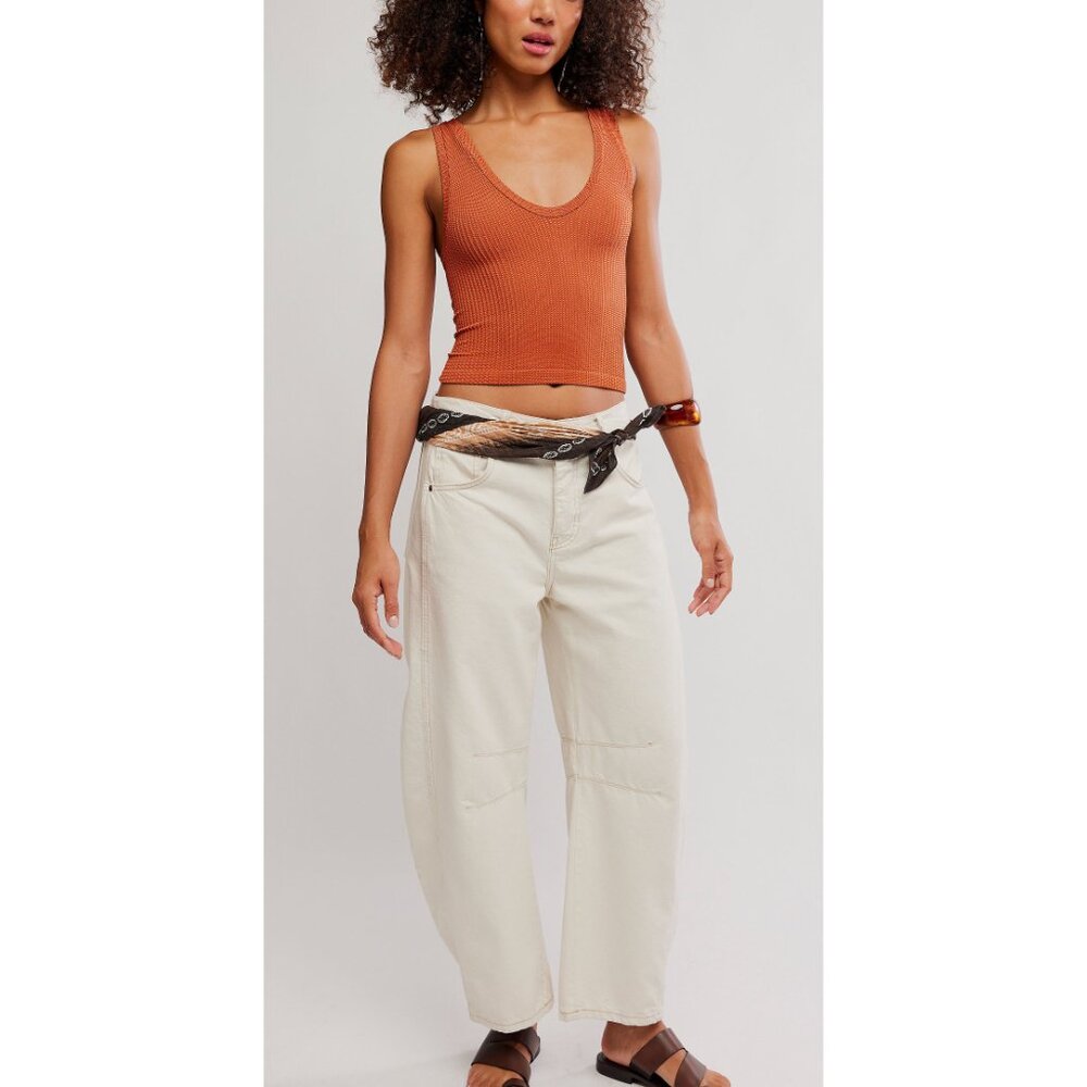 Free People Rust Orange Ribbed Tank Top - Picture 5 of 8